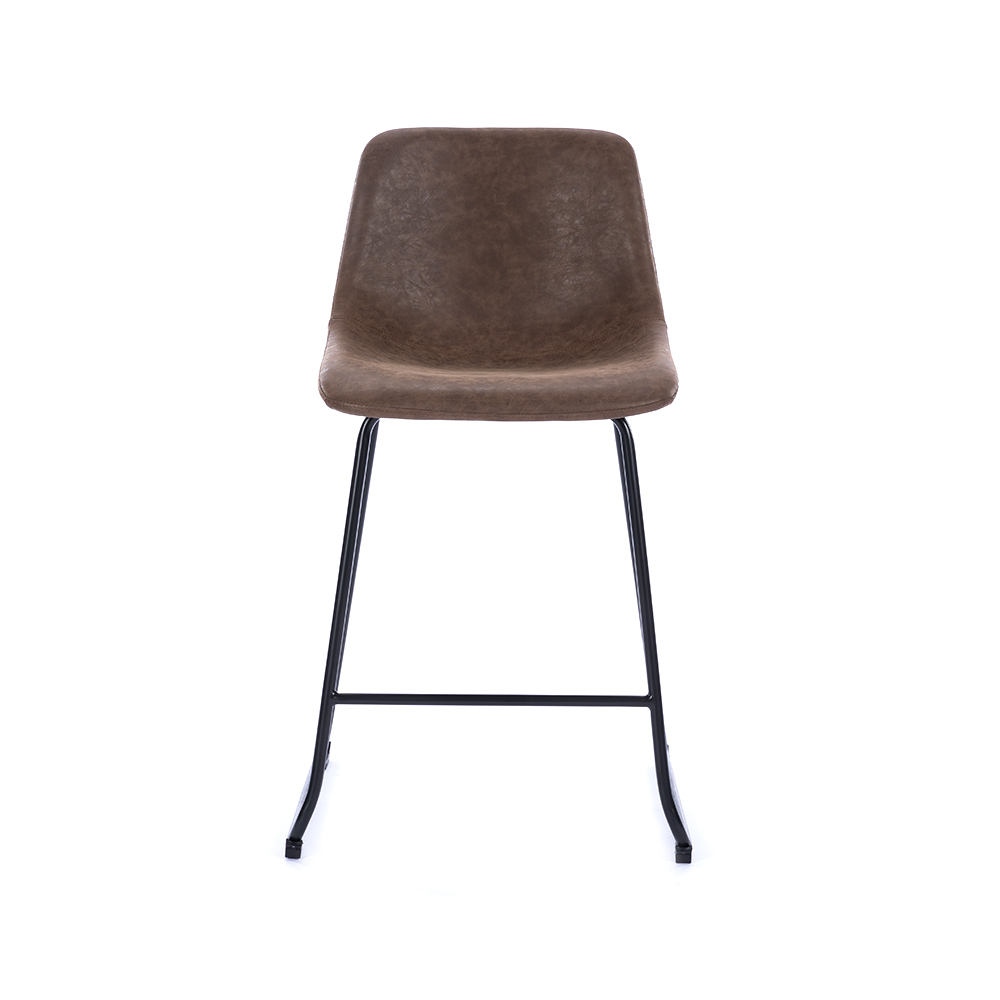 ZY-8089-1 Dark Brown PU Leather Seat Metal Legs Bar Chair