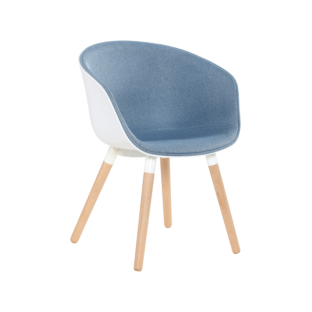 ZY-9009-3 Linen Fabric Plastic Seat Dining Chair